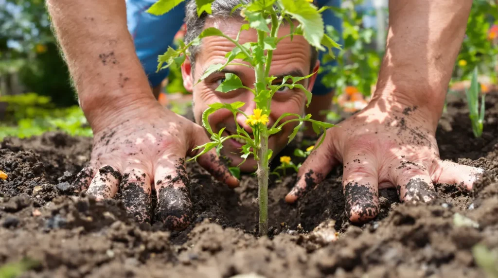 Il enfonce ses plants de tomates jusqu'au cou dans la terre : ce qui pousse sous le sol explique le goût